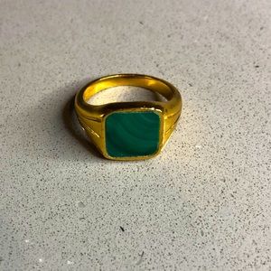 Missoma lsquare gold green signet ring